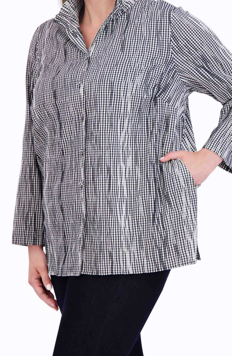 Foxcroft Carolina Gingham Button-Up Top, Alternate, color,