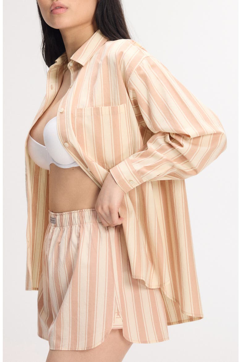 Kickback Casuals Pajama Button-Up Shirt, Alternate, color, LOWLIT BEIGE/ SIENNA