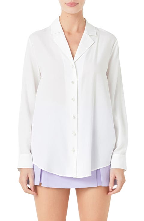 Notched Lapel Long Sleeve Button-Up Shirt