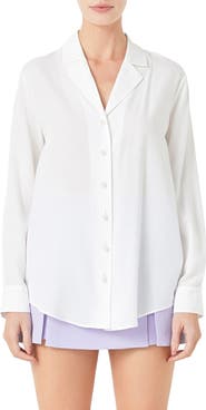 Endless Rose Notched Lapel Long Sleeve Button-Up Shirt