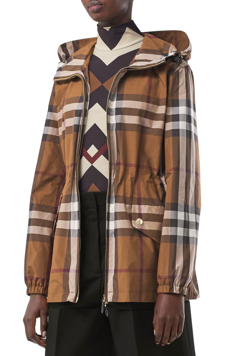 Burberry Binham Check Lightweight Hooded Parka, Alternate, color,