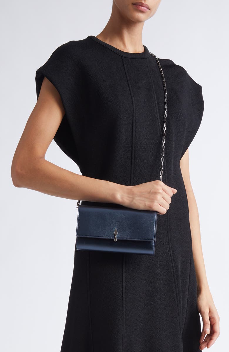 Christian Louboutin Bettina Metallic Leather Wallet on a Chain, Alternate, color, 4365 Last Night/Gun Metal