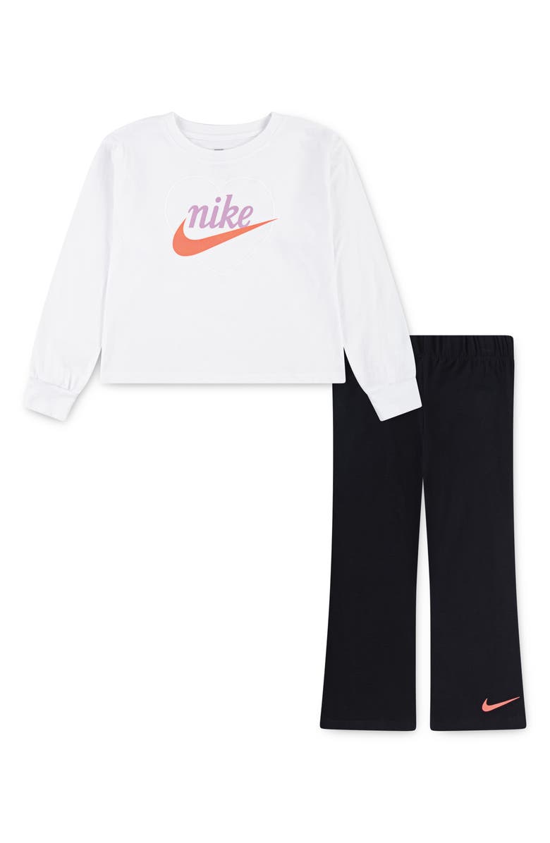 Nike Kids' New Impressions Pullover Sweatshirt & Flare Pants Set, Main, color, 023Black