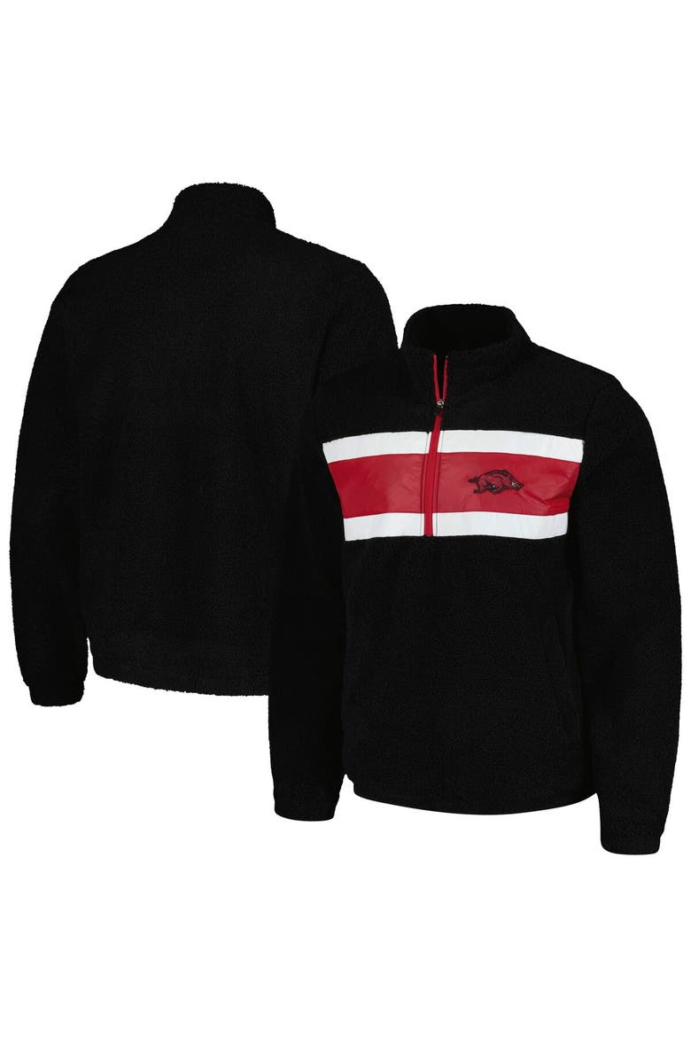 Men's G-III Sports by Carl Banks Black Arkansas Razorbacks Pinch Runner Half-Zip Top, Main, color, Black
