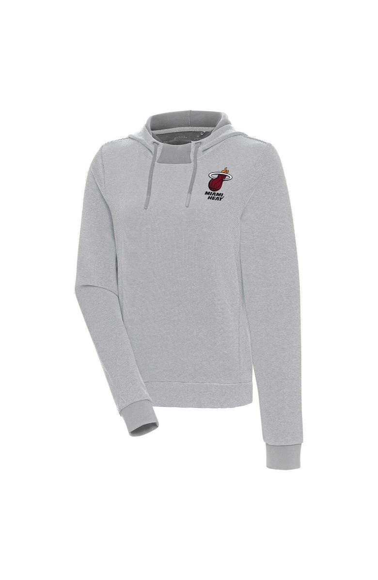 ANTIGUA Women's Antigua  Gray Miami Heat Axe Bunker Tri-Blend Pullover Hoodie, Main, color, 
