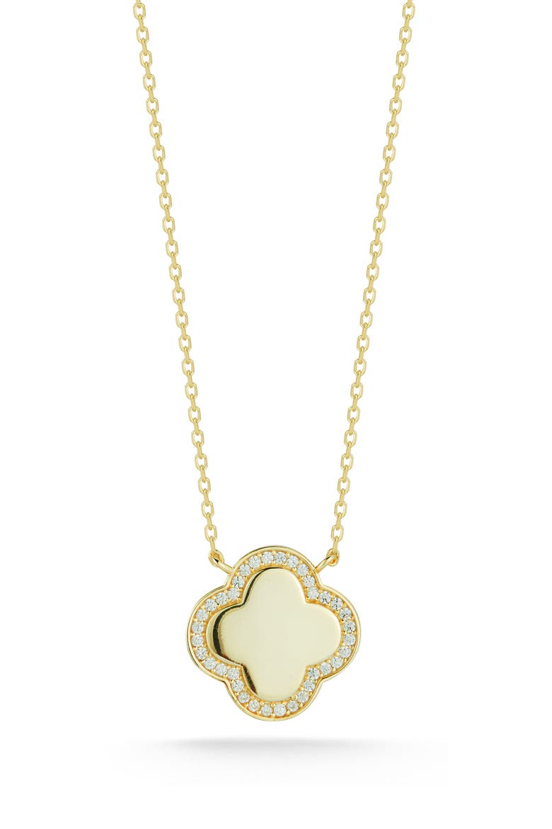 Cubic Zirconia Clover Pendant Necklace, Main, color, GOLD