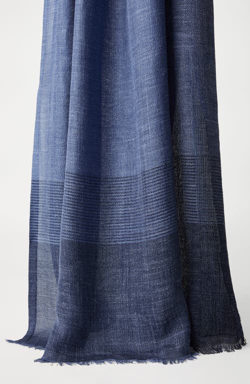 Brunello Cucinelli Silk-linen Stripe Scarf In Denim