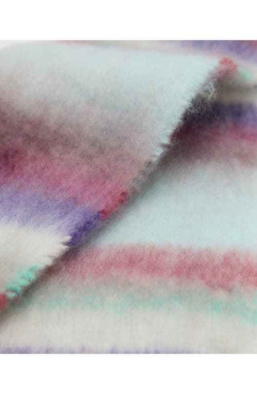 Mango Teen Striped Knit Fringe Scarf In Blue