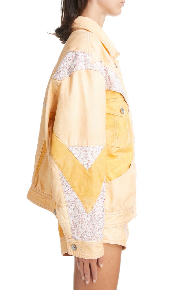 Isabel Marant Nisao Patchwork Oversize Denim Jacket, Alternate, color,