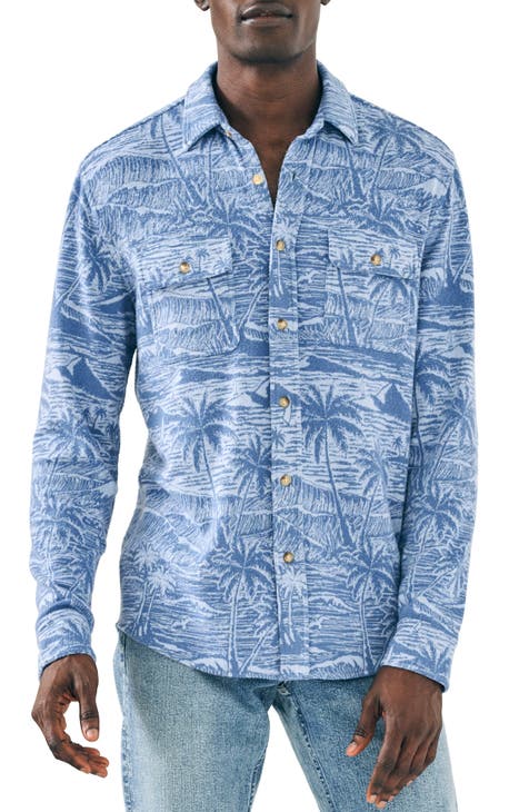 Legend Aloha Print Brushed Knit Button-Up Shirt