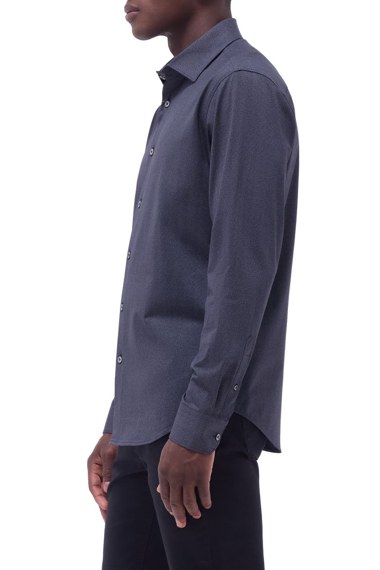 Jimmy OoohCotton® Herringbone Button-Up Shirt, Alternate, color, BLACK