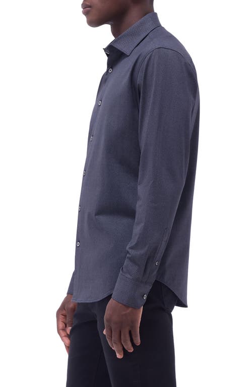 Bugatchi Jimmy Ooohcotton® Herringbone Button-up Shirt In Black