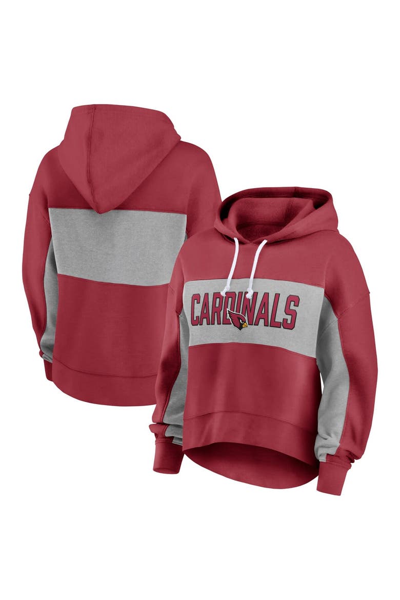 Women's Fanatics Branded  Cardinal Arizona Cardinals Filled Stat Sheet Lighweight Modest Crop Hoodie, Main, color, Cardinal