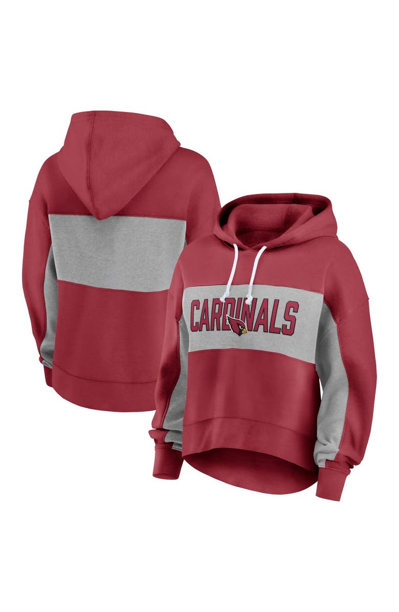 FANATICS Women's Fanatics Branded Cardinal Arizona Cardinals Filled Stat Sheet Lighweight Modest Crop Hoodie, Main, color, Cardinal