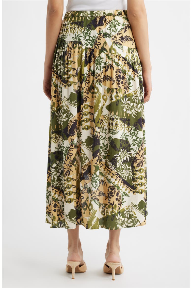 Faux Wrap Midi Skirt, Alternate, color, OLIVE MULTI