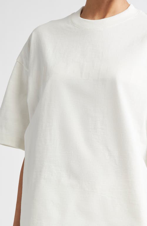 Jil Sander White Crewneck T-shirt With Tonal Logo Print On The Front In Porcelain