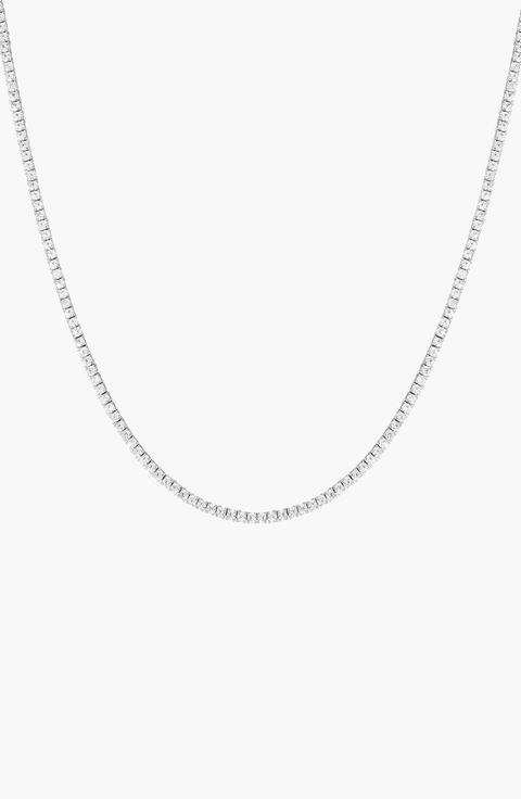 Lab Grown White Sapphire Tennis Necklace - 7ct