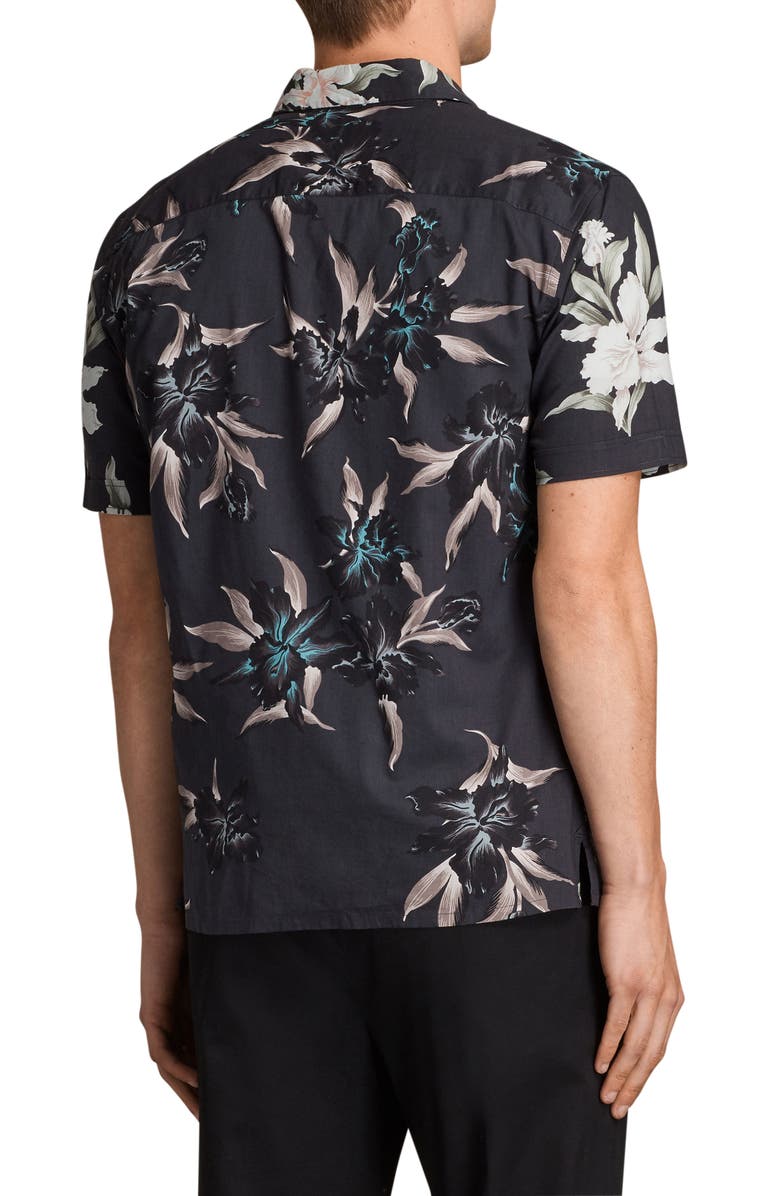 AllSaints Layback Print Slim Fit Camp Shirt, Alternate, color, 
