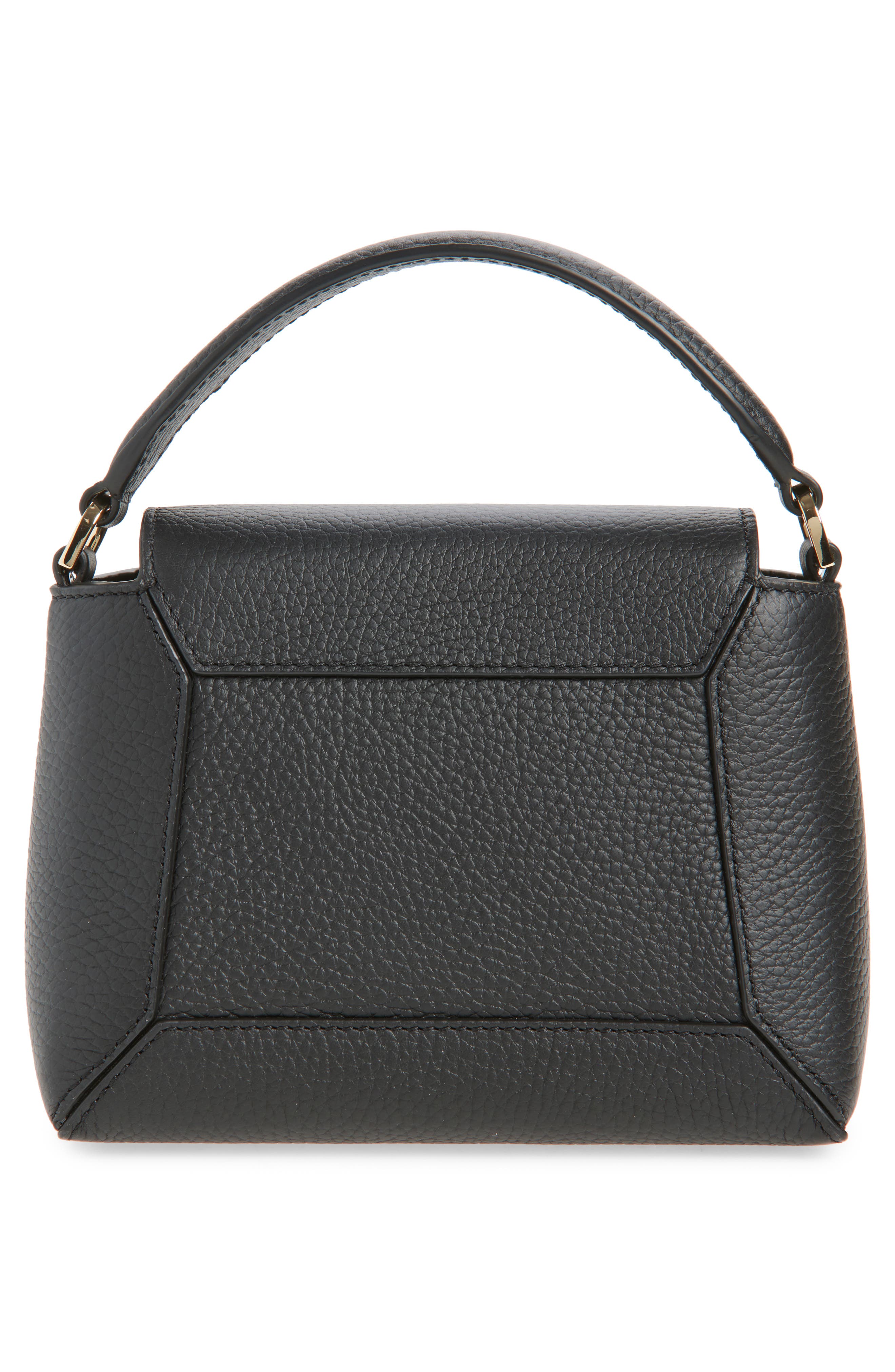 Strathberry Nano Mosaic Grained Leather Top Handle Bag, Alternate, color, Black