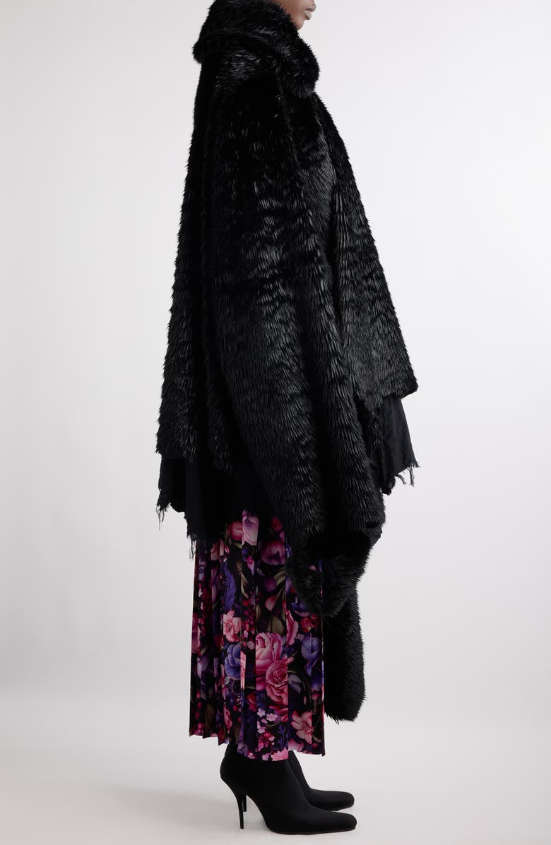 Balenciaga Deconstructed Asymmetric Faux Fur Jacket, Alternate, color,