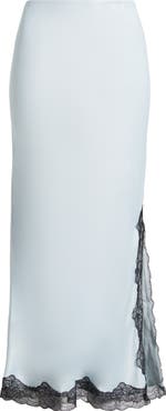 Topshop Lace Trim Satin Maxi Skirt