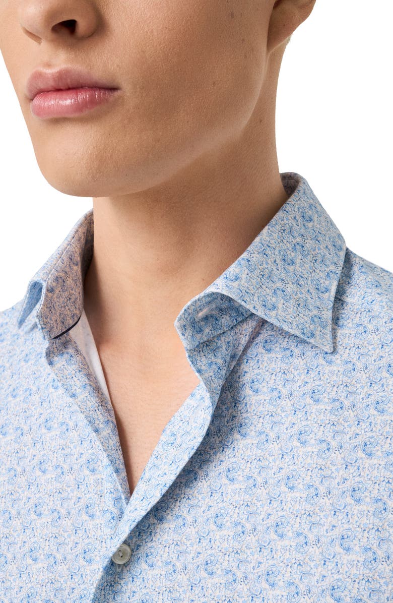 Eton Slim Fit Paisley 4Flex Stretch Jersey Dress Shirt, Alternate, color, Light Blue