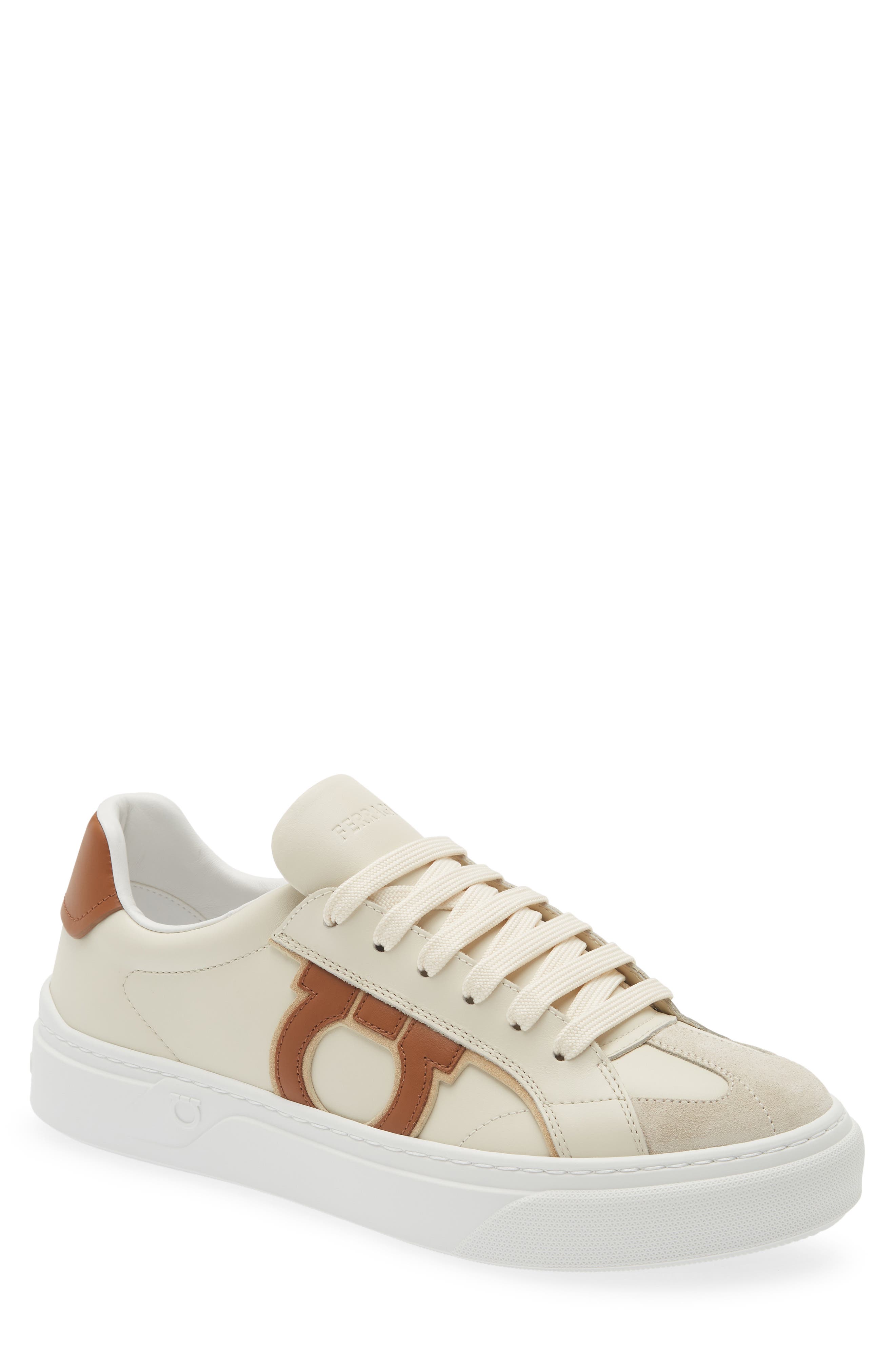 FERRAGAMO Sauro Gancini Sneaker, Main, color, Spiaggia Mascarpone Naturale