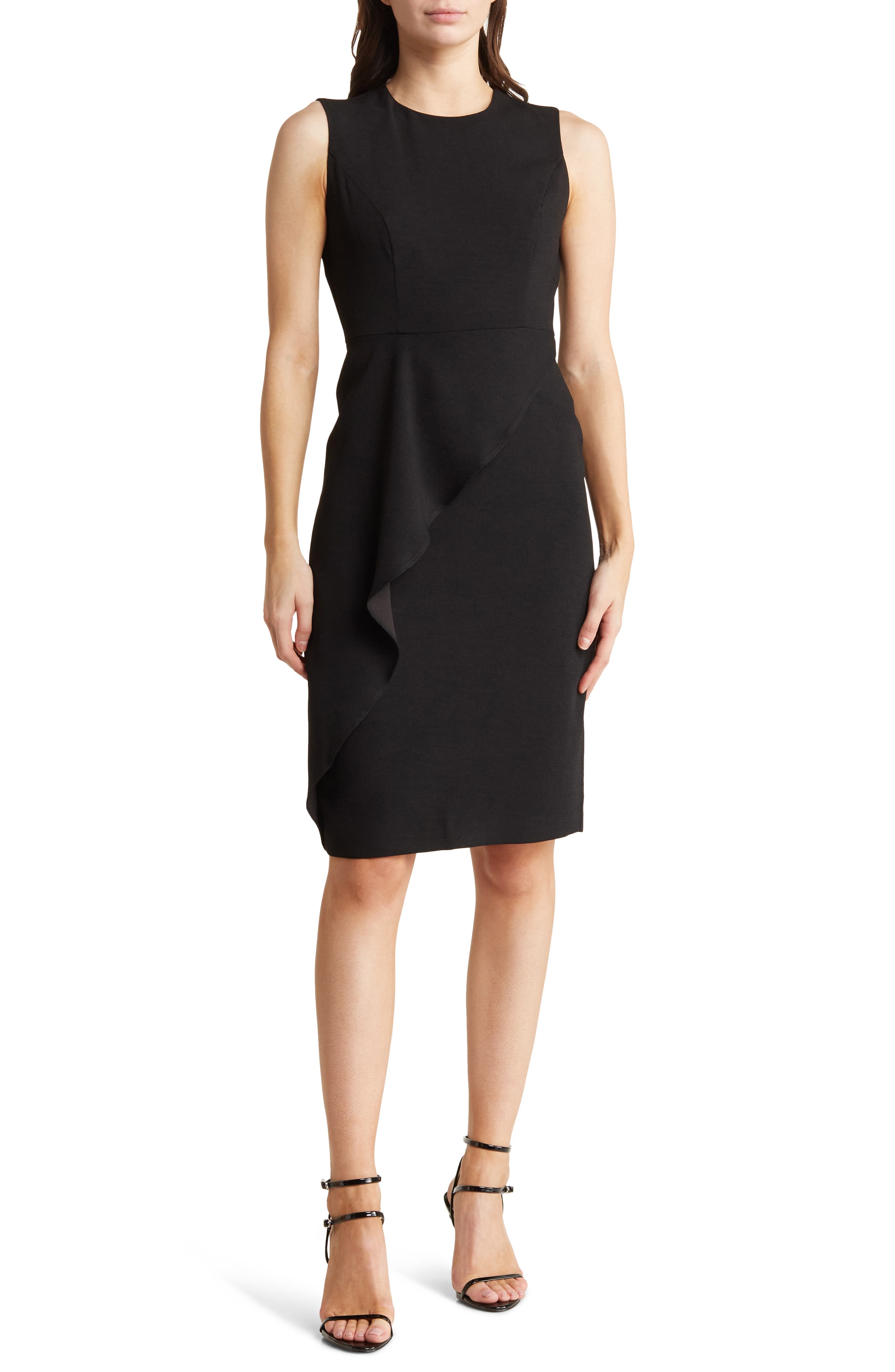 Ruffle Detail Sleeveless Sheath Dress