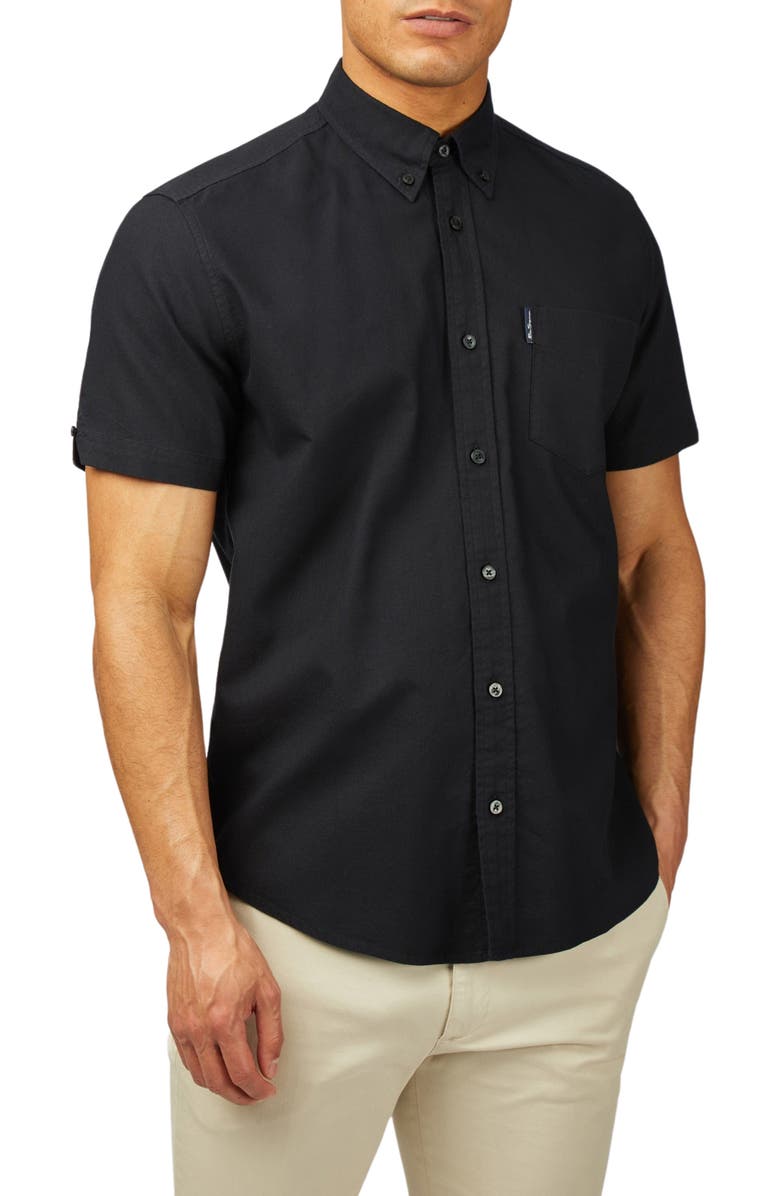 Ben Sherman Signature Short Sleeve Organic Cotton Oxford Button-Down Shirt, Main, color,