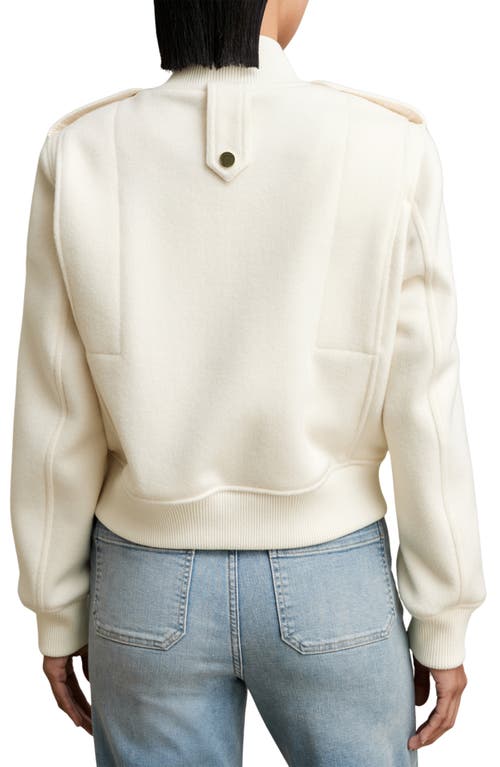 Reiss Cream Brushed Wool Epaulette Bomber Jacket In Multi
