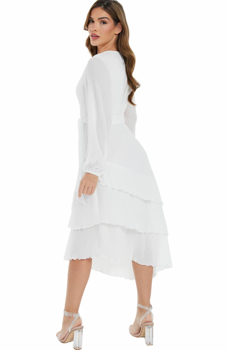 QUIZ Crinkle Chiffon Asymmetric Wrap Dress, Alternate, color, White