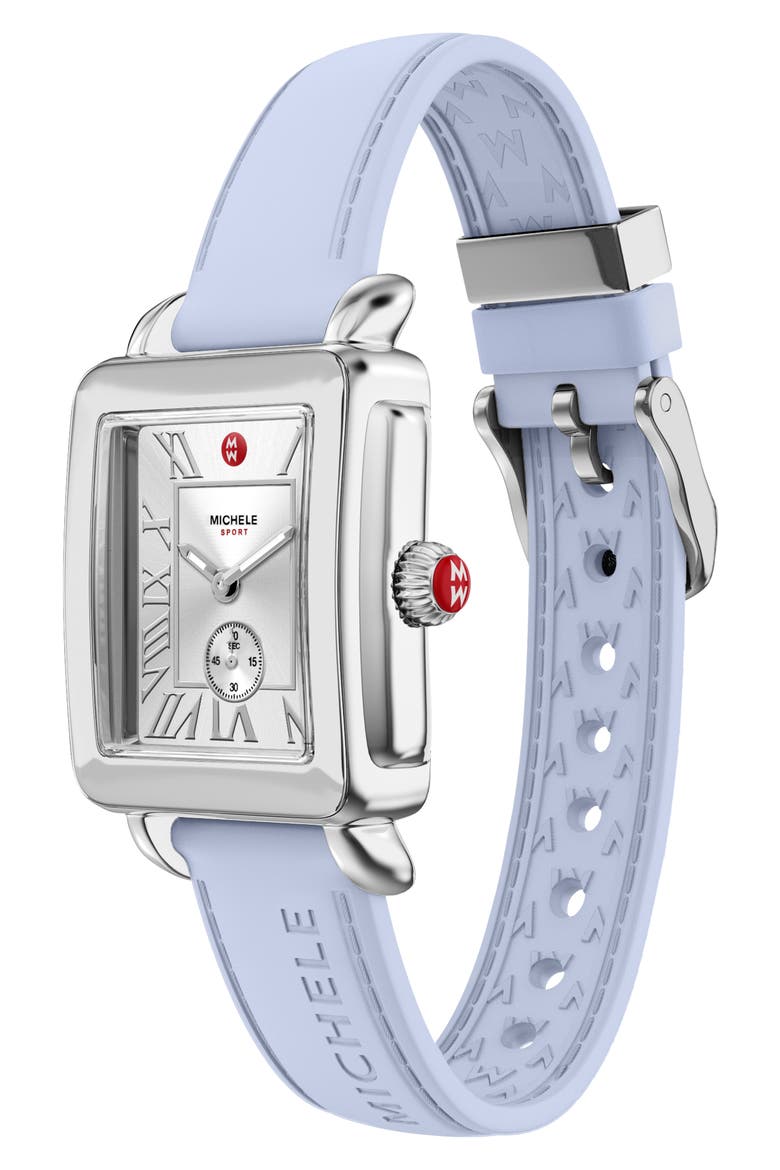 Deco Sport Mid Silicone Strap Watch, 29mm x 31mm, Alternate, color, BLUE / SILVER