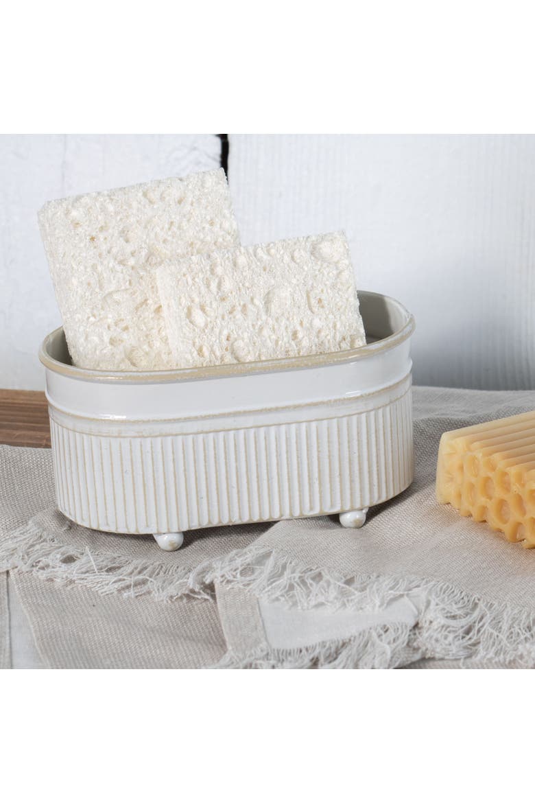 3.54" x 5.91" Antique White Metal Axl Trough Mini Planter Soap Dish, Alternate, color, White