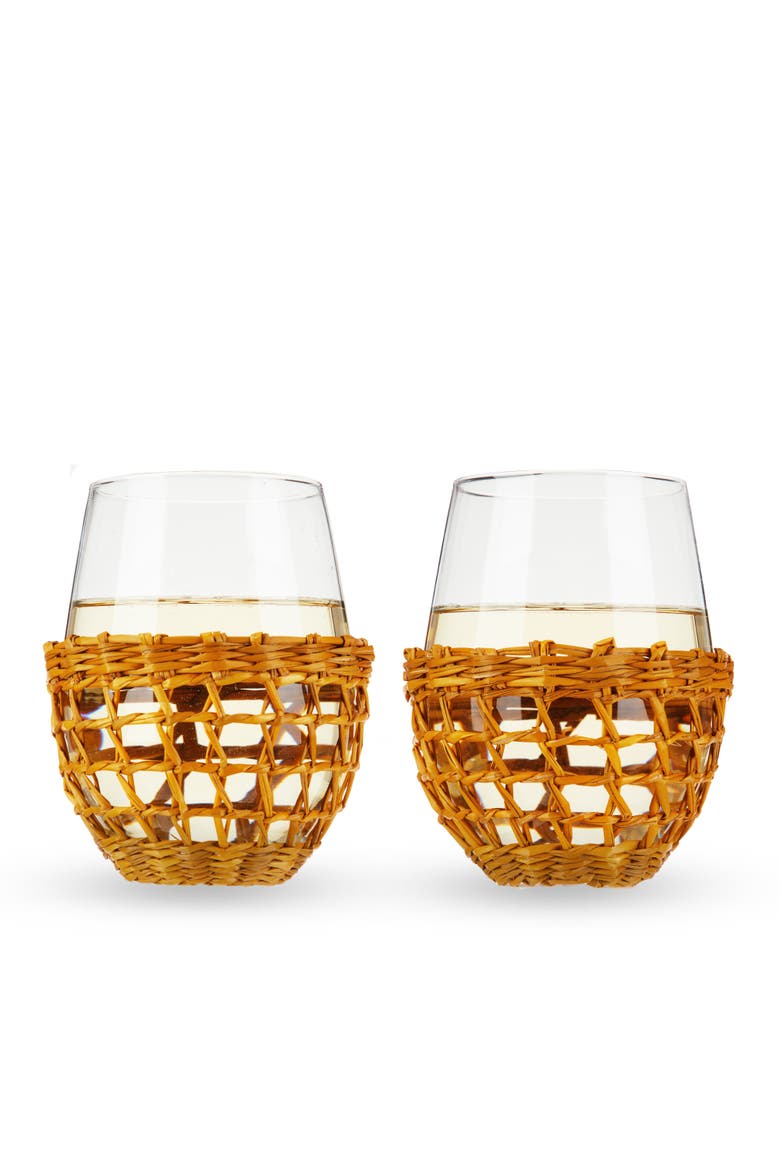 Island Stemless Wine Glasses Set of 2, Main, color, Beige