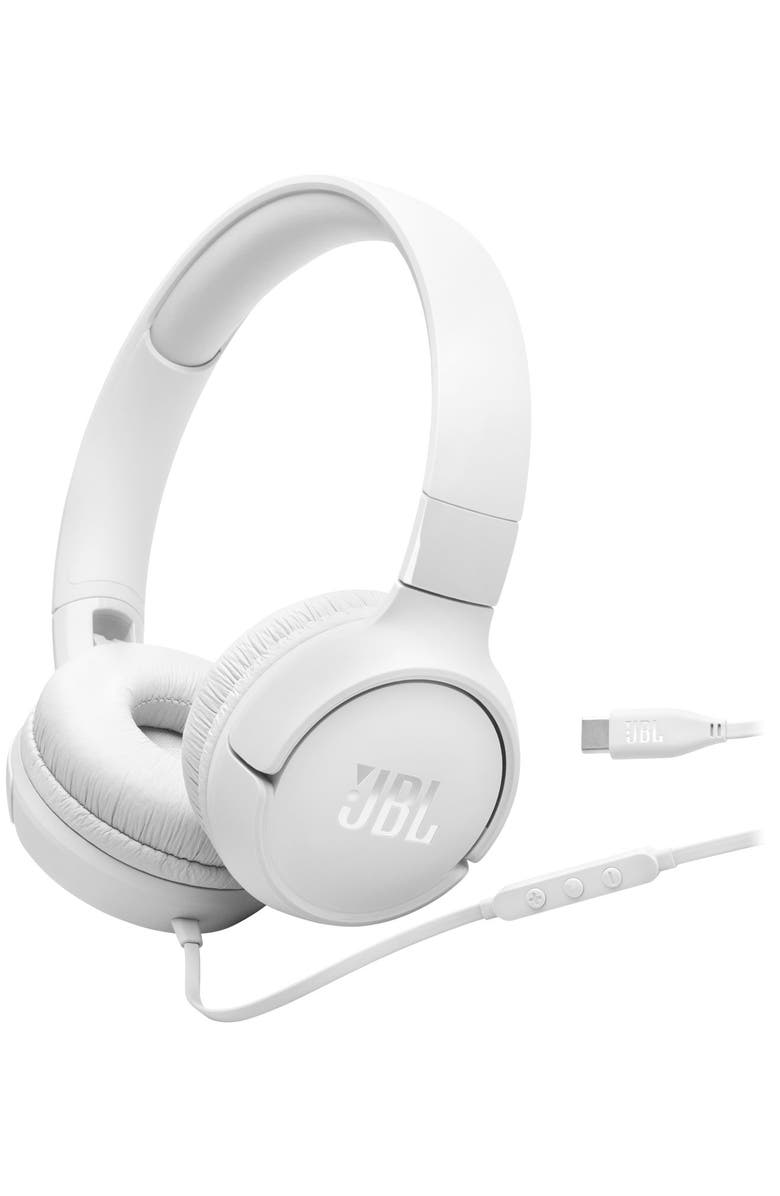 JBL Tune Tune 520C USB-C Hi-Res Wired On-Ear Headphones, Main, color, White