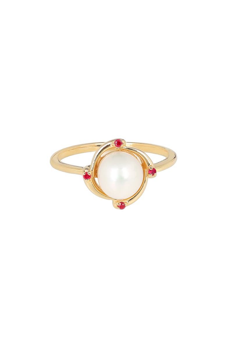 YS GEMS Cultured Pearl & Ruby Ring, Alternate, color, White