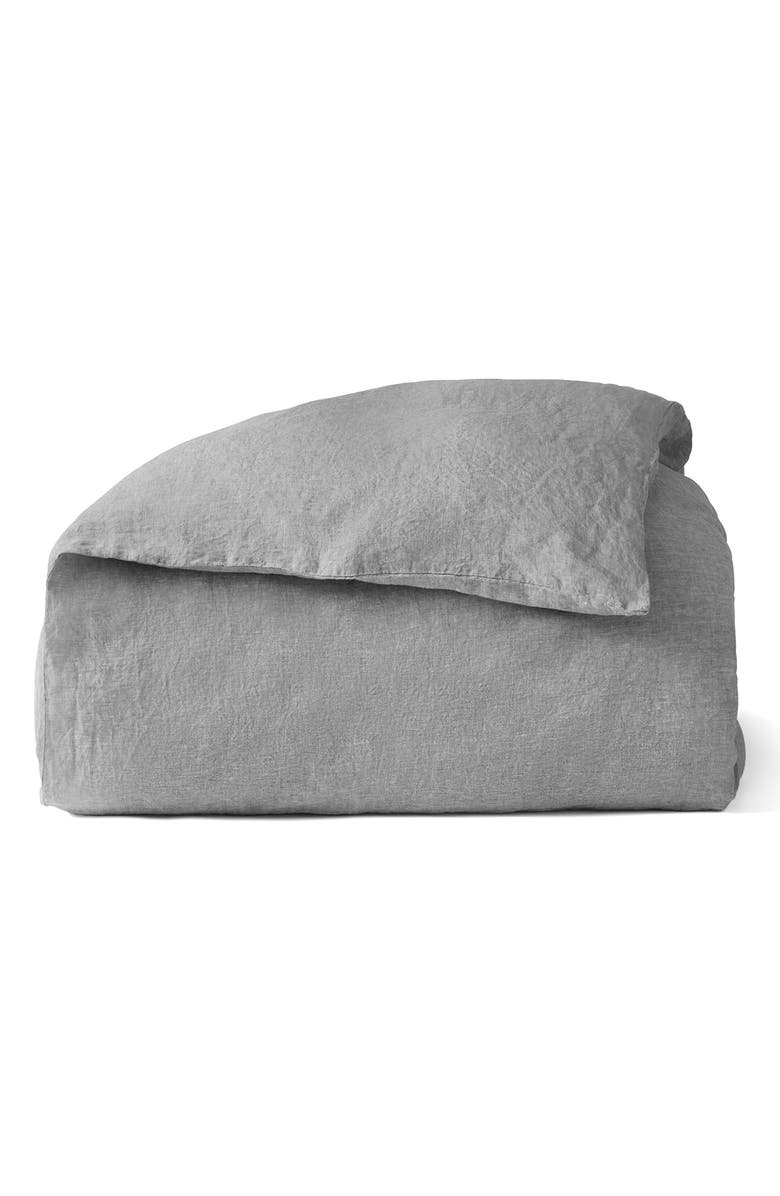 Coyuchi Relaxed Organic Linen Duvet Cover, Main, color, Slate Chambray