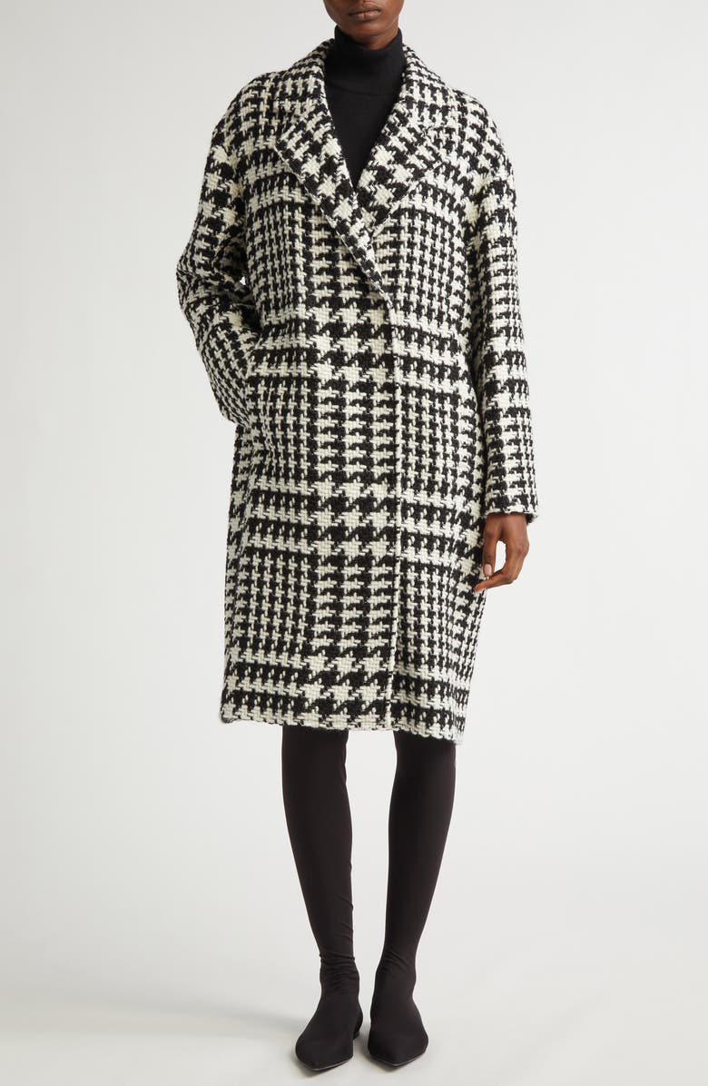 Dolce&Gabbana Houndstooth Double Breasted Coat, Main, color, 