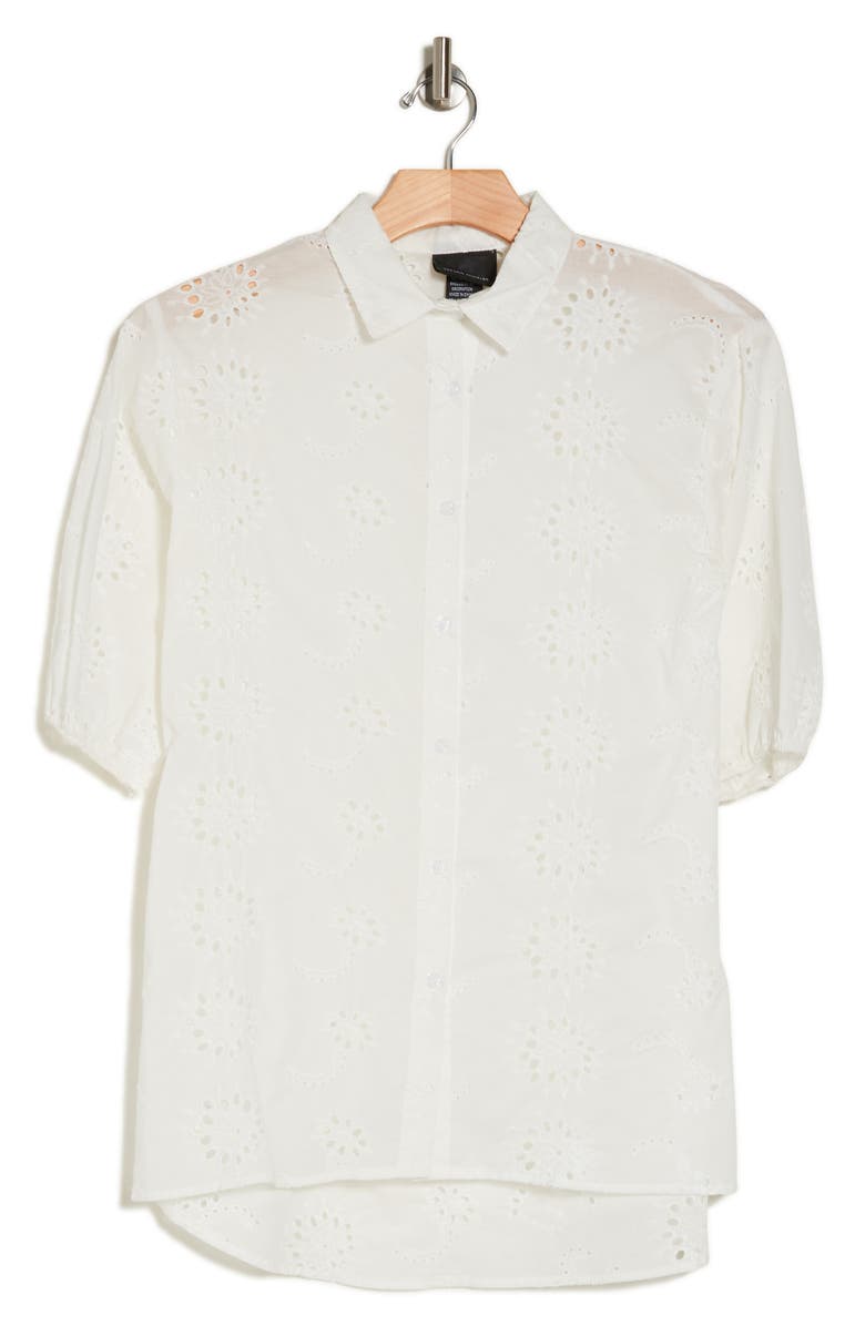 Forgotten Grace Cotton Eyelet Button-Up Shirt, Alternate, color, White
