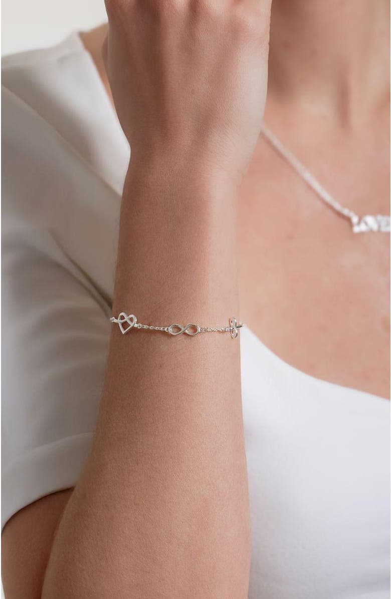 Rizen Jewelry Faith, Hope, Love Bracelet, Alternate, color, Sterling Silver