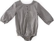 Pehr Gingham Check Long Sleeve Organic Cotton Bodysuit