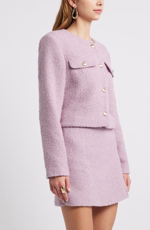 Open Edit Tweed Crop Jacket In Purple Dawn