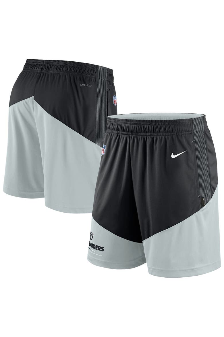 Men's Nike Black/Silver Las Vegas Raiders Sideline Primary Lockup Performance Shorts, Main, color, Black