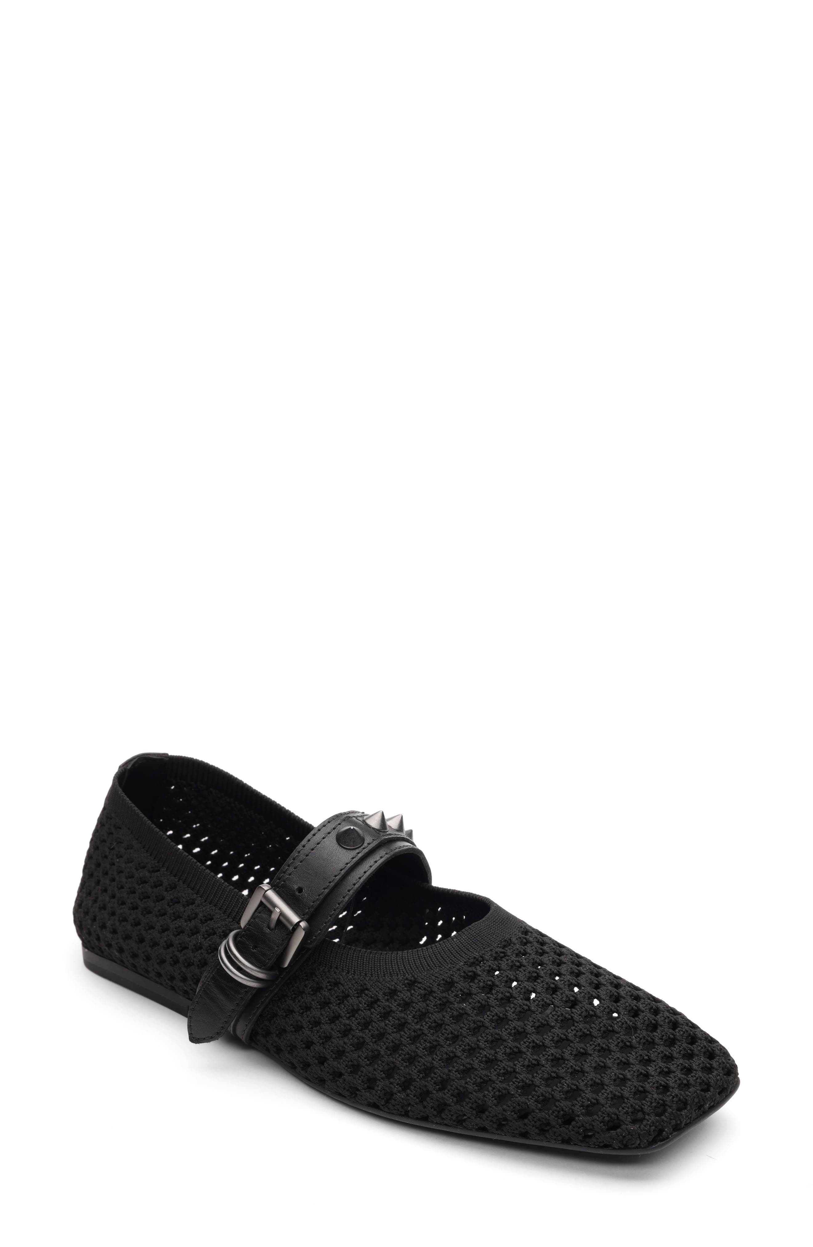 Ash Bijoux Studded Mary Jane Flat, Main, color, Black