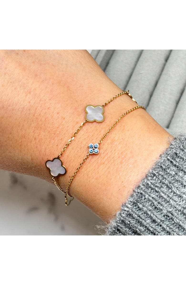 The Lovery Fine Jewelry Blue Sapphire Single Clover Bracelet, Alternate, color, Blue