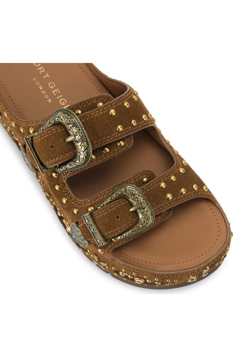Kurt Geiger London <p>Western Buckle Leather Flatform Slide Sandal (Women)</p>, Alternate, color, Brown