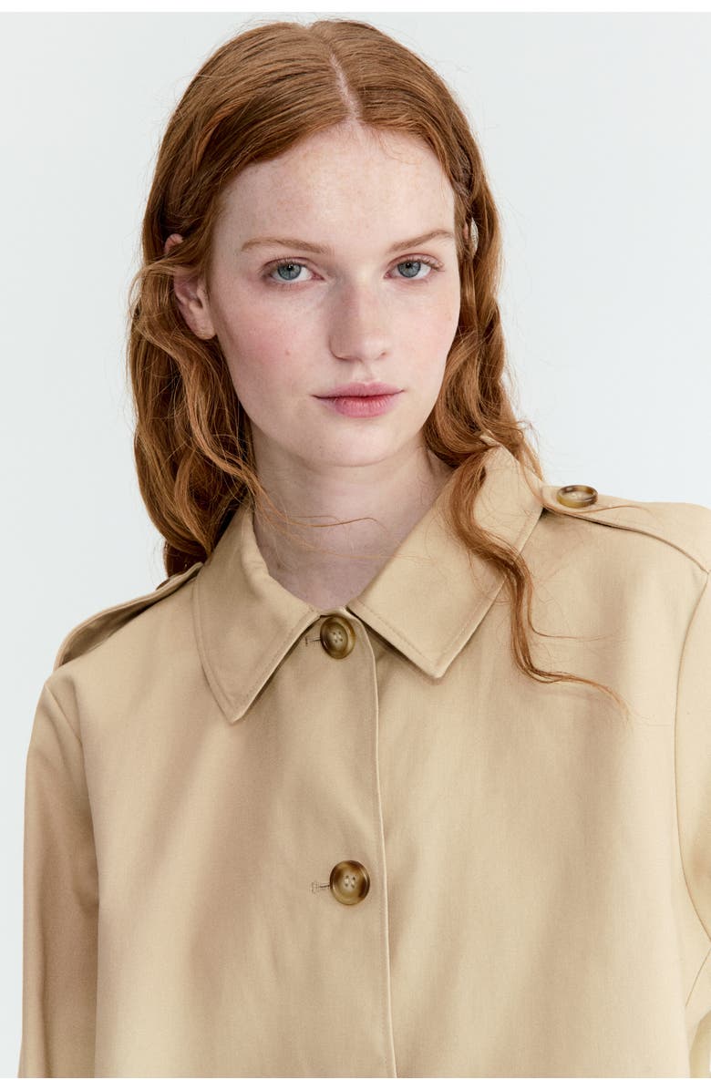 H&M Trench-look cotton jacket, Alternate, color, Beige