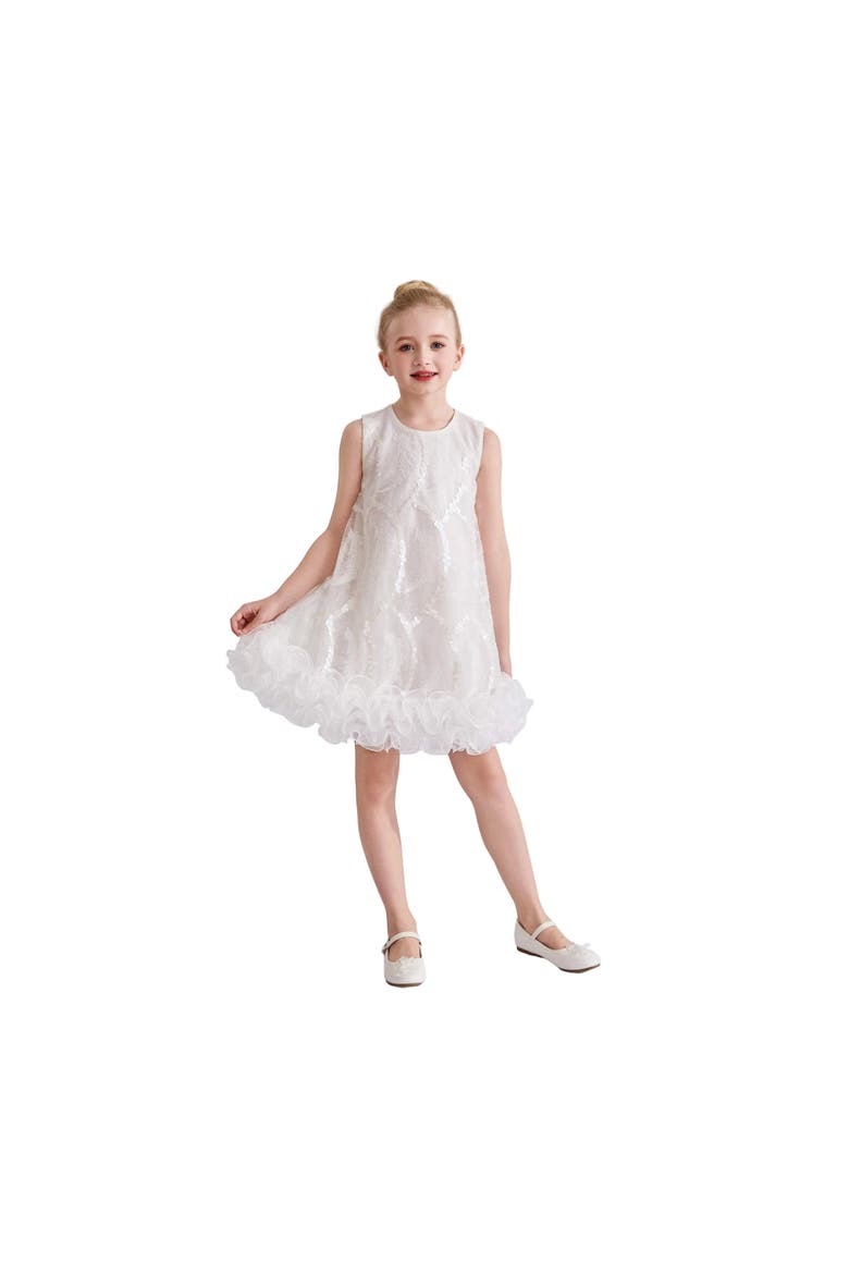 Quora Ruffle Sequin Dress, Alternate, color, White