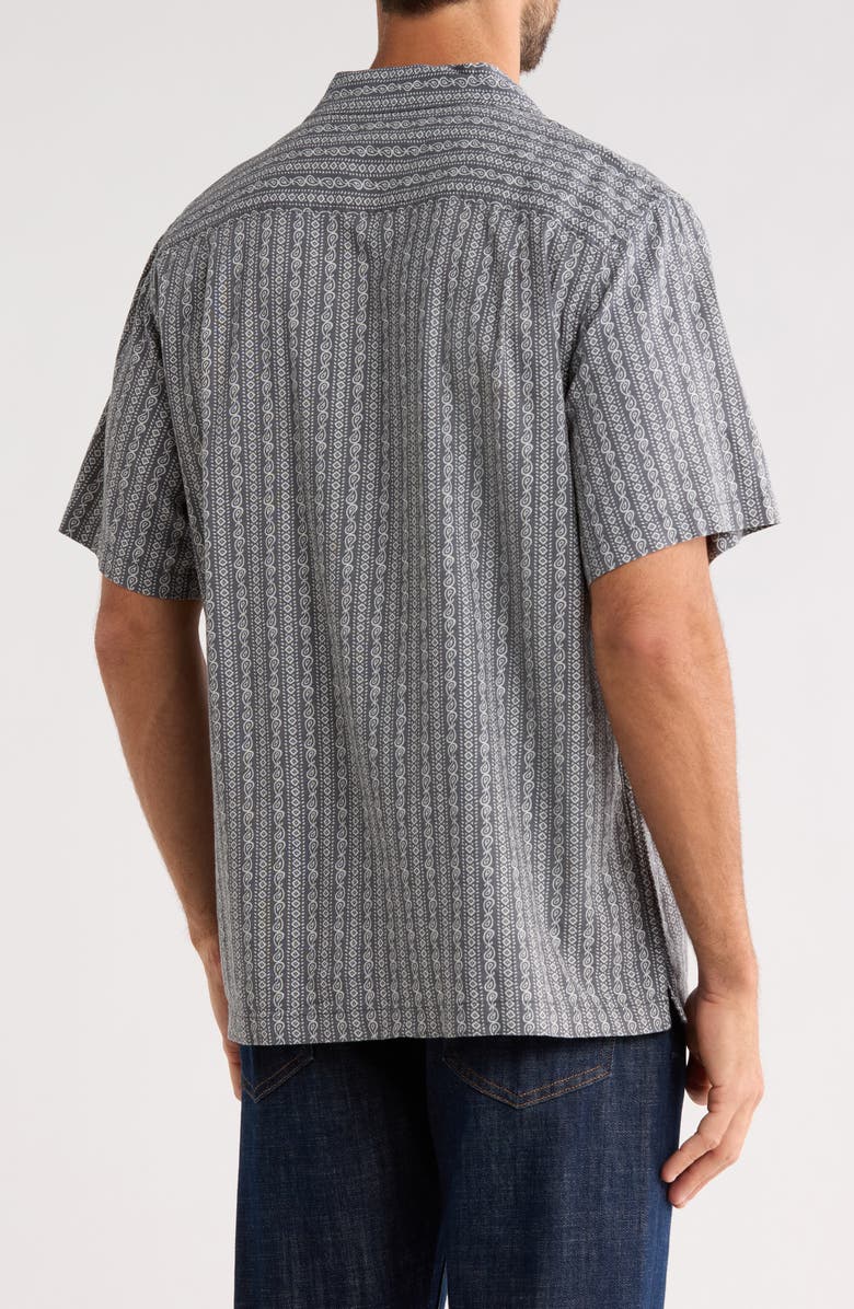 Lucky Brand Paisley Club Camp Shirt, Alternate, color, Grey Stripe