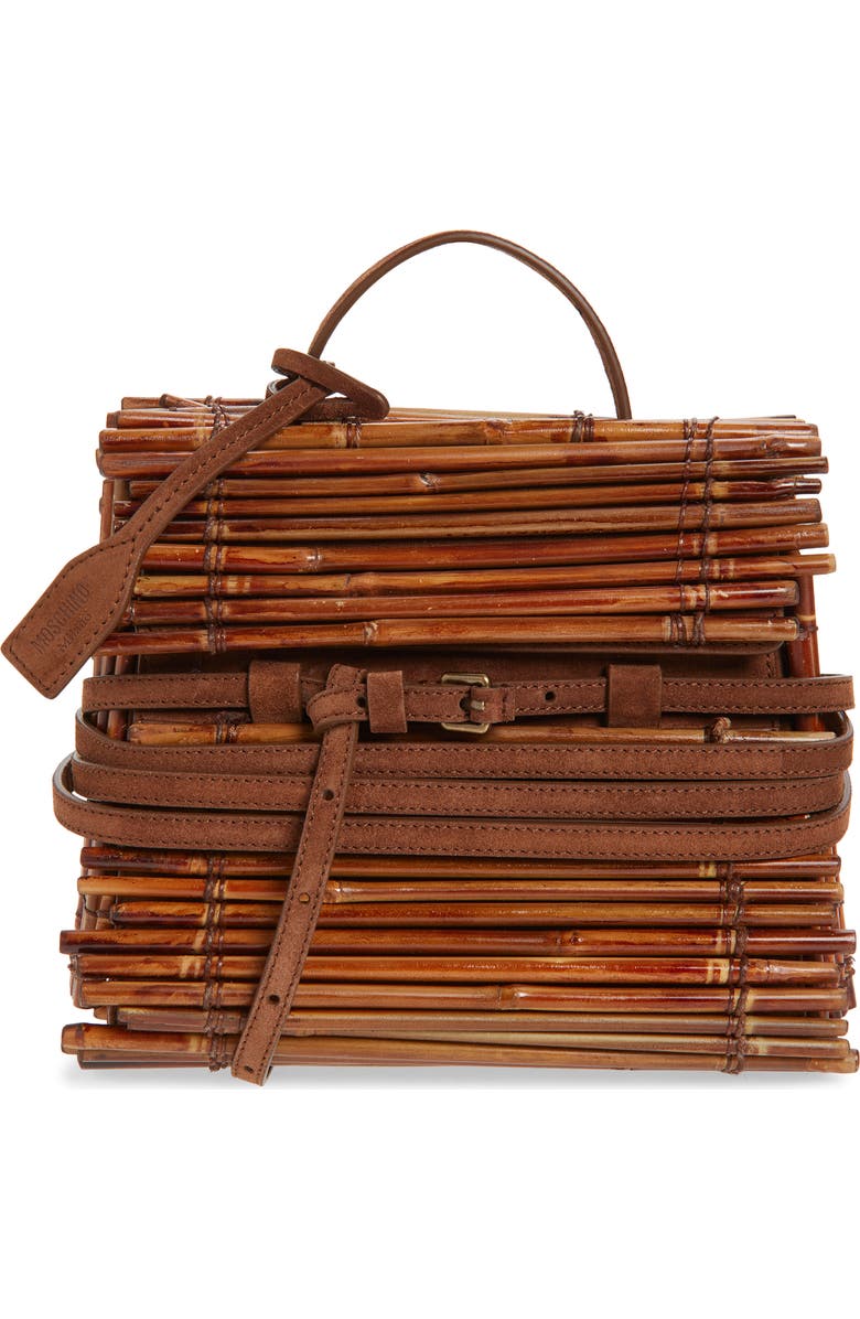 Moschino Tie Me Bamboo Top Handle Bag, Main, color, 30A One Color